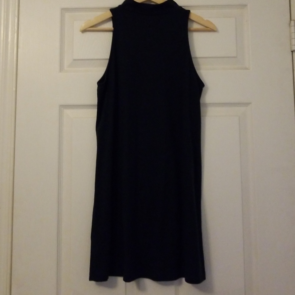 High neck sleeveless shift cotton dress